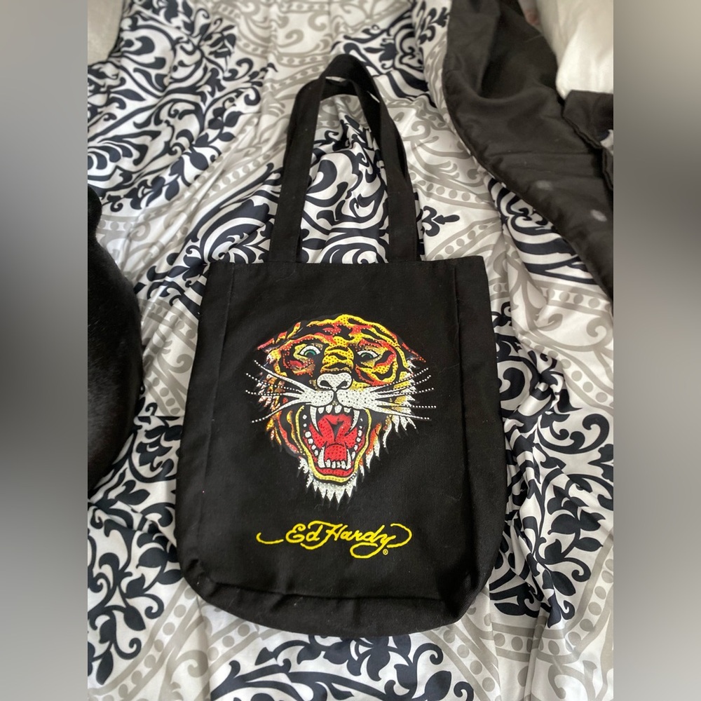 Ed Hardy Black Canvas Tote
